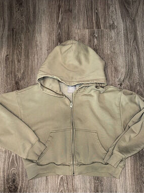 Tna CozyAF Fleece Perfect Zip Hoodie Sage Green Small